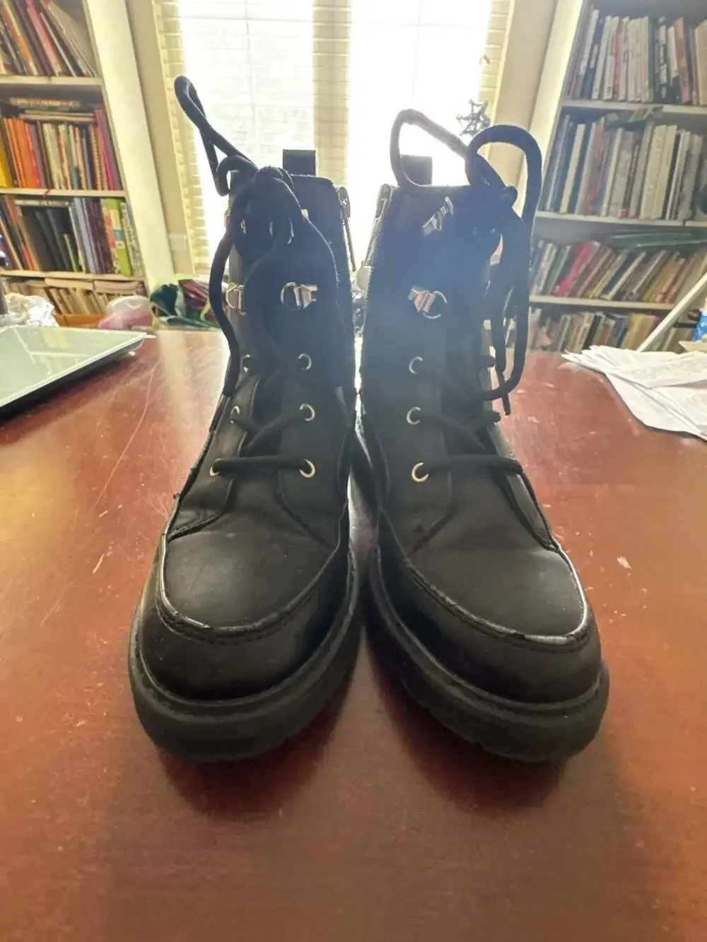 Marc Fisher Jade Emma Faux Leather Lace-Up Combat Hiker Boots - Kids Size 1